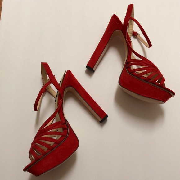 Zara Red Retro Platform Cage Sandal Heels 8 - Picture 4 of 6